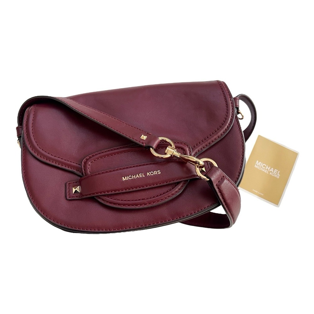 $358 Michael Kors‎ Cary Crossbody Saddle Bag Shoulder Purse Oxblood